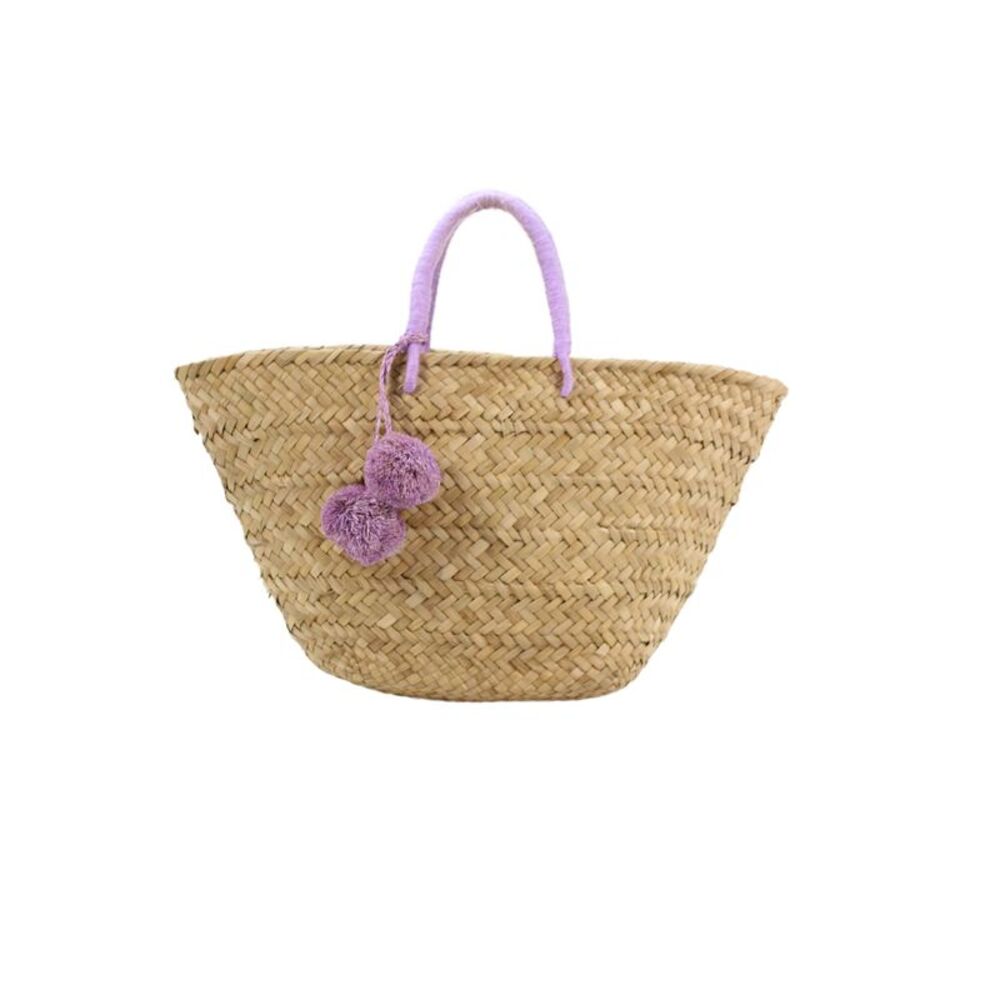 Kayu Womens Straw Fabric Wrapped Handle Open Tote Handbag Beige